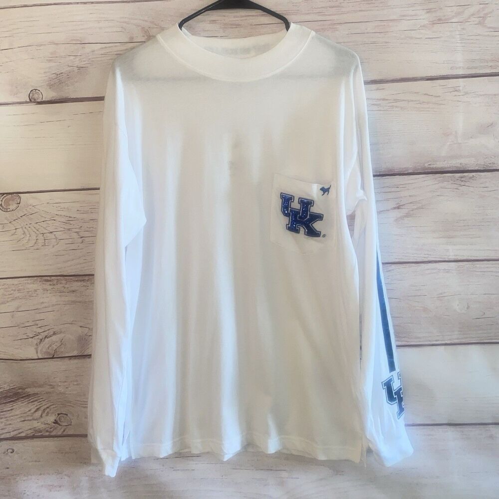 Victoria’s Secret PINK UK Kentucky Wildcats Womens Shirt M White Sequin Pocket